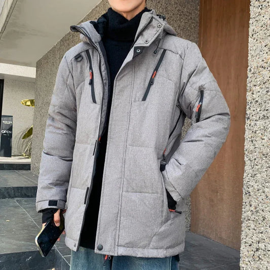 Mens High Collar Puffer Jacket With Removable Hood M / Black