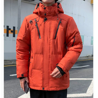 Mens High Collar Puffer Jacket With Removable Hood M / Black