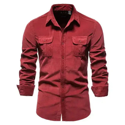 Men's Business Casual Corduroy Shirt Red / XXXL 88-95kg