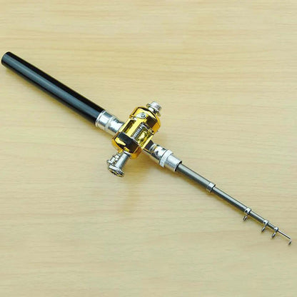 Survival & Portable Telescopic Pocket Mini Pen Fishing Rod with Reel Silver
