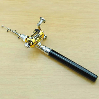 Survival & Portable Telescopic Pocket Mini Pen Fishing Rod with Reel Silver