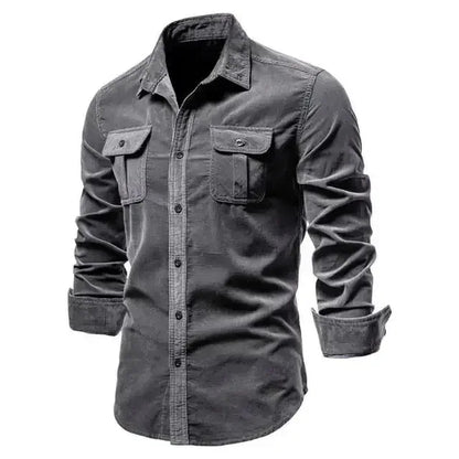 Men's Business Casual Corduroy Shirt DKgrey / XL 72-80kg