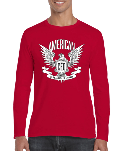American CEO Patriotic Eagle Men's Long Sleeve Shirt Red / 3XL