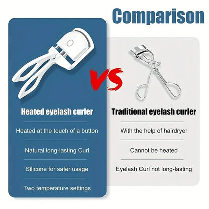 Rechargeable Heated Eyelash Curler - Mini Electric Eyelash Curler with LED Display & Temperature Settings