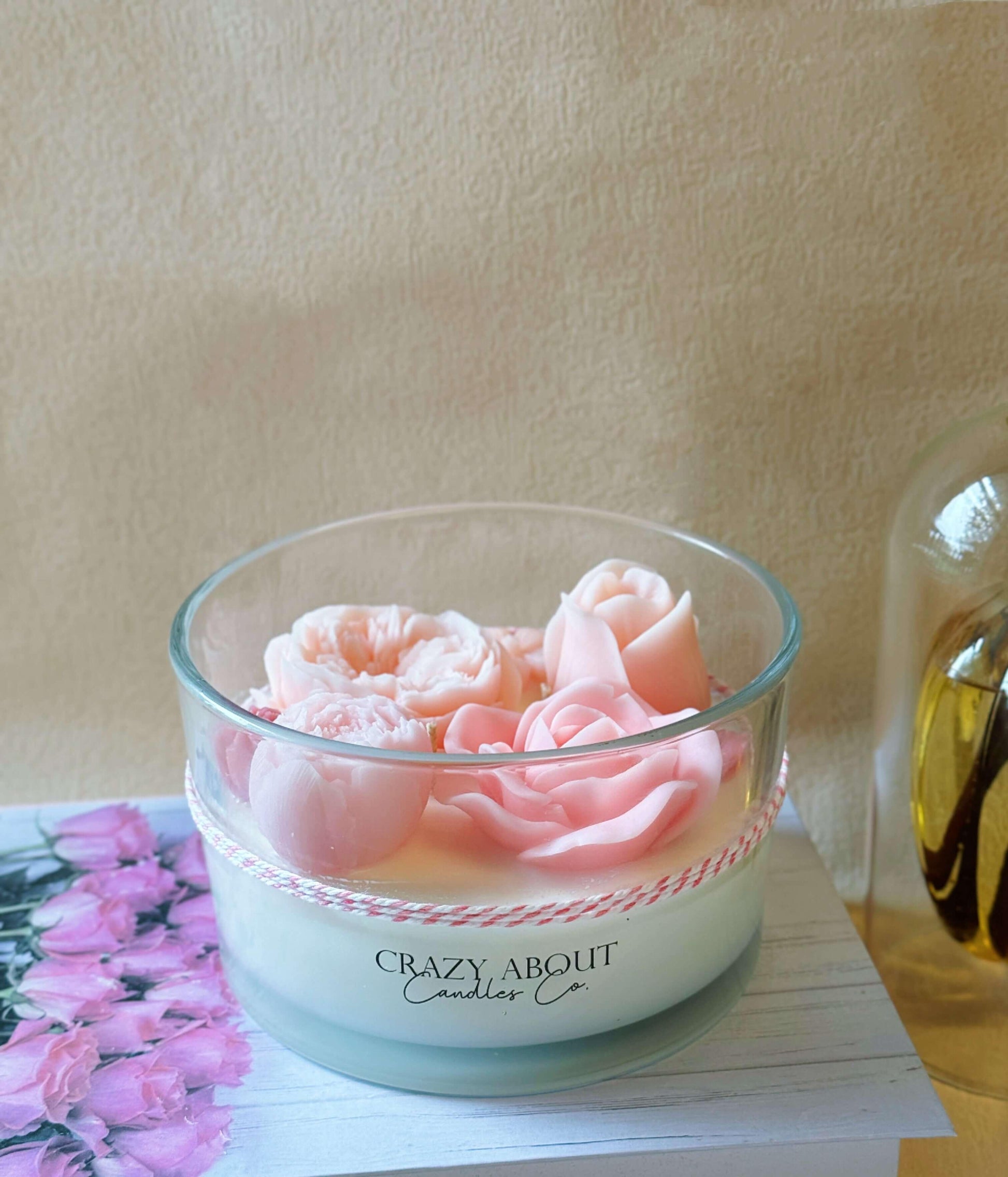 Rose Container Scented Candle Oak Moss and Amber