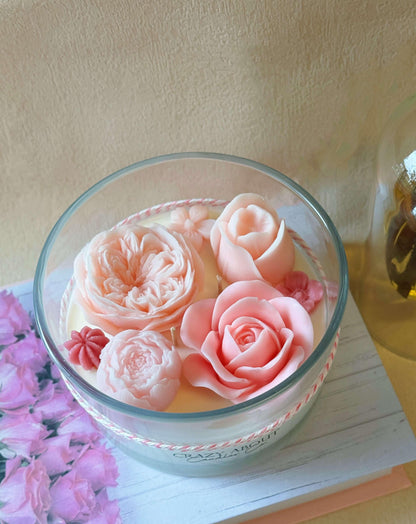 Rose Container Scented Candle Oak Moss and Amber