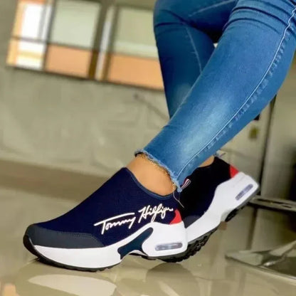 Casual Breathable Wedges Ladies Walking Sneakers Flat Women Shoes Red / 6