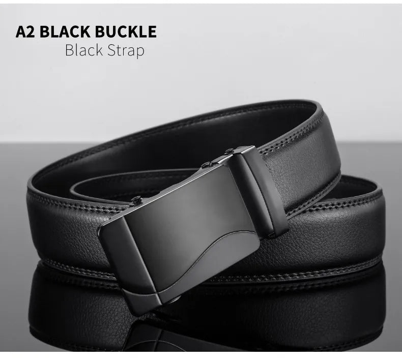 Men Leather Belt Metal Automatic Buckle