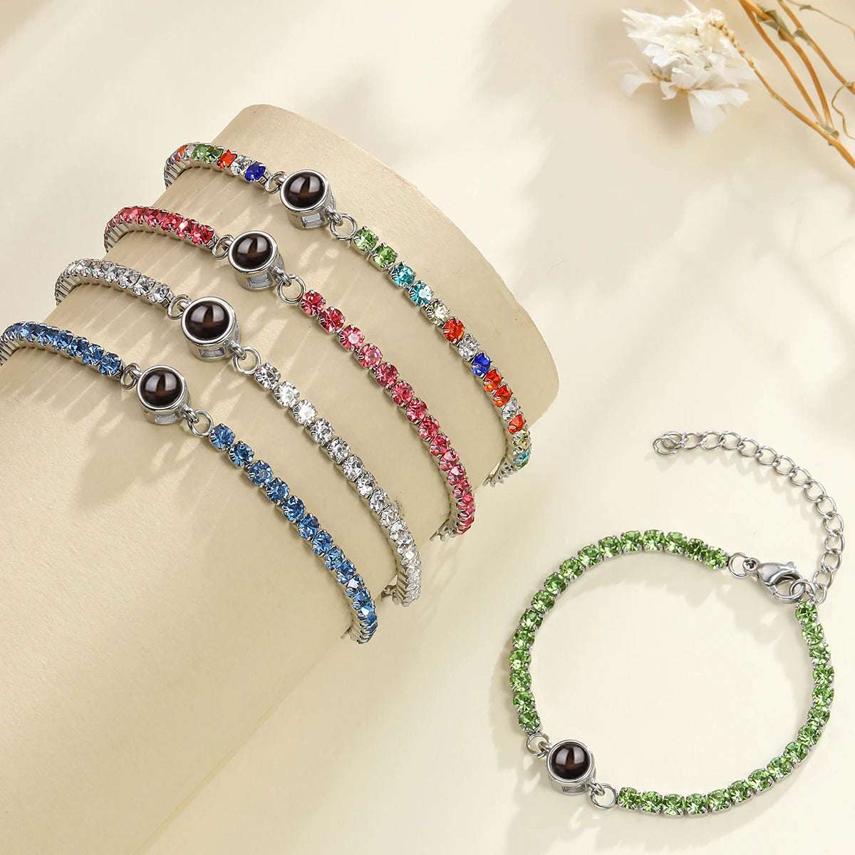Custom Projection Photo Bracelet – personalized Zircon Chain Memory Jewelry for Women & Men