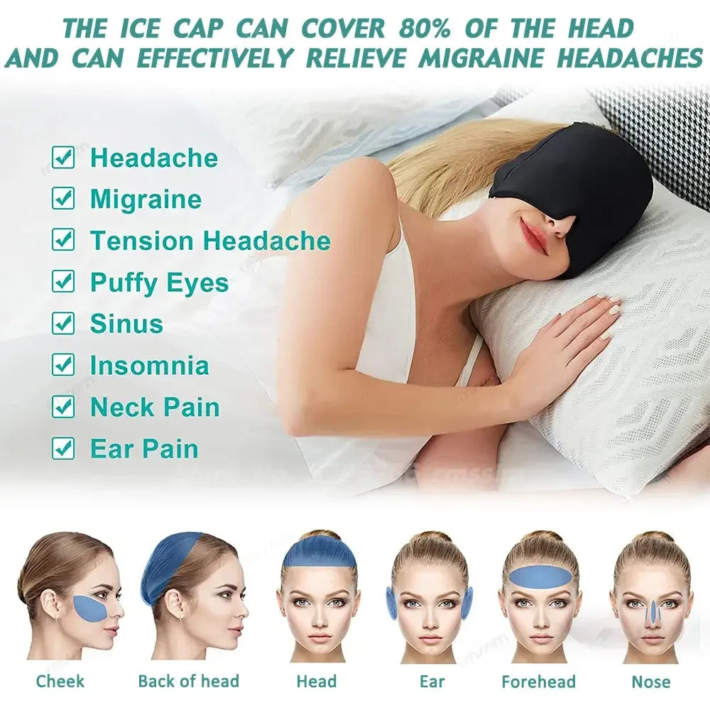 Hot Cold Therapy Headache Migraine Relief Cap Black