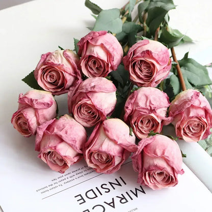 Artificial Burnt Edge Rose Buds Wedding autumn purple / 1pcs