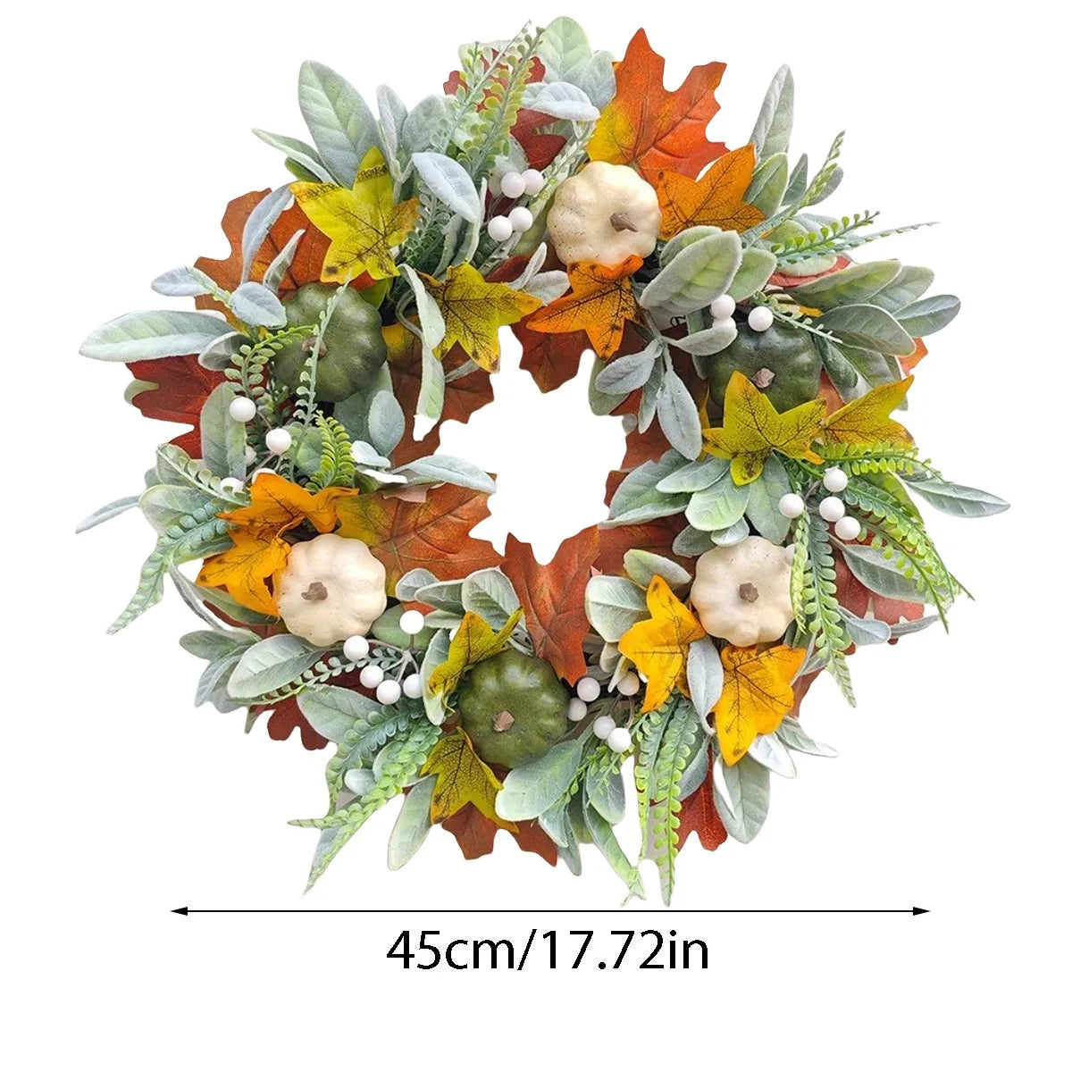 Thanksgiving Wreaths Harvest Festival Pumpkin Maple Leaves 17.72 Inches / United States