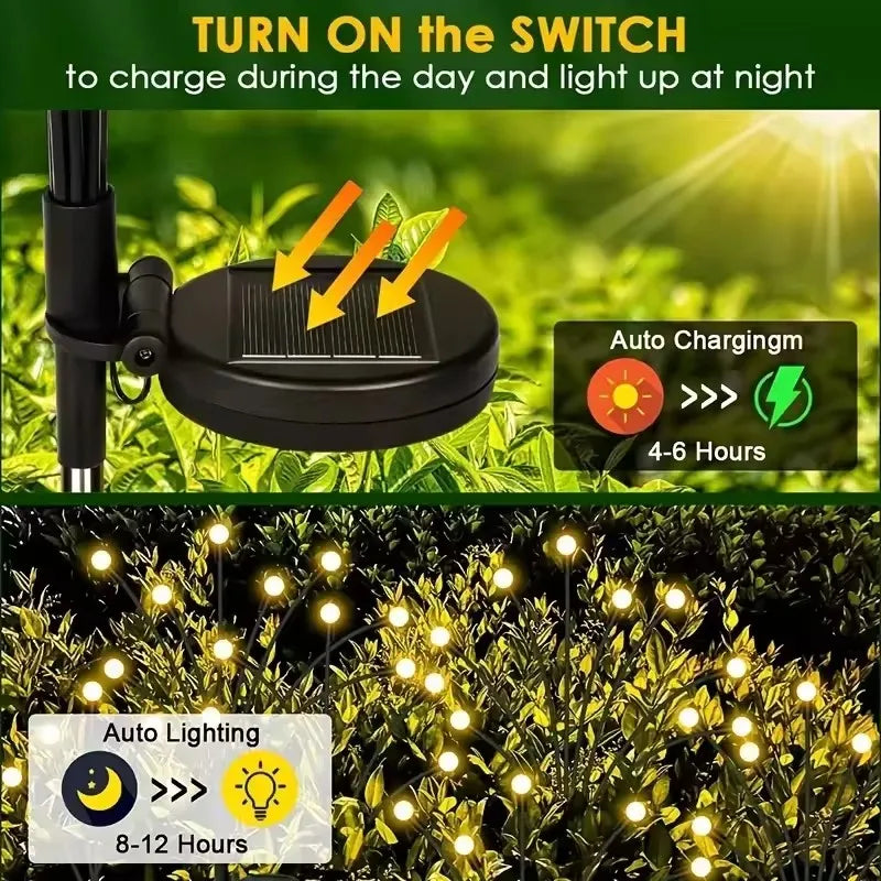 10-LED Solar Firefly Garden Lights – Warm White Outdoor Decor