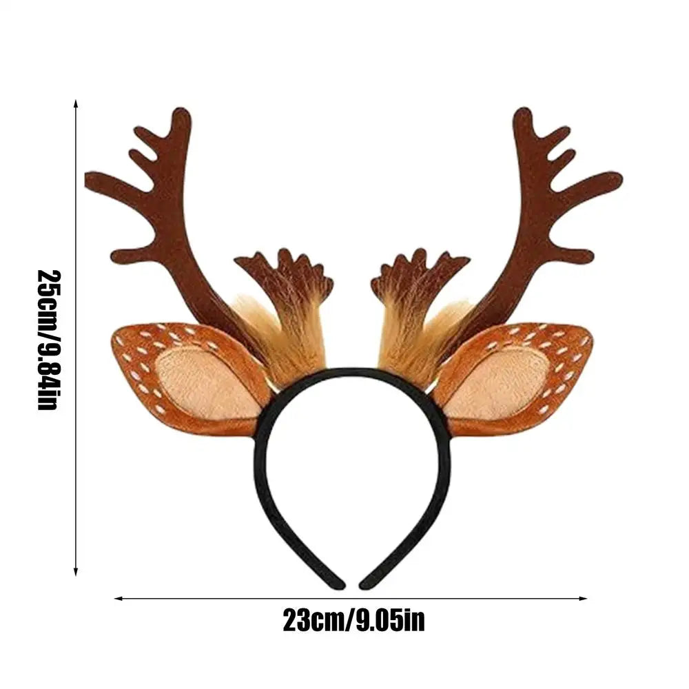 Christmas Reindeer Antler Headband – Plush Festive Hair Accessory for Women & Kids