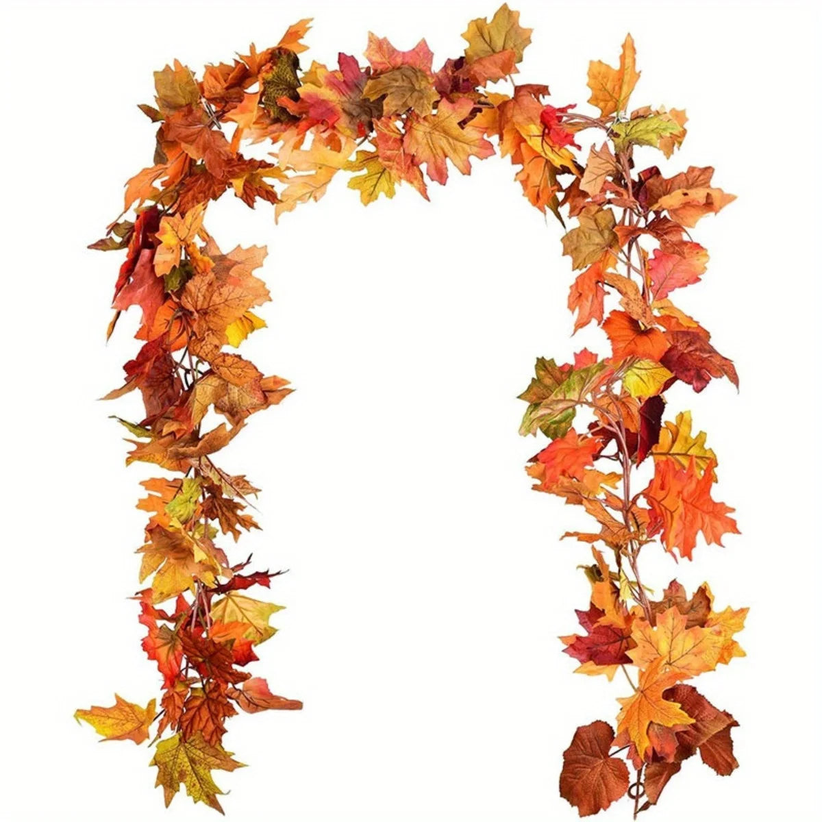 2Pcs Fall Garland Maple Leaf, 5.9ft Hanging Garland Thanksgiving Decor for Home