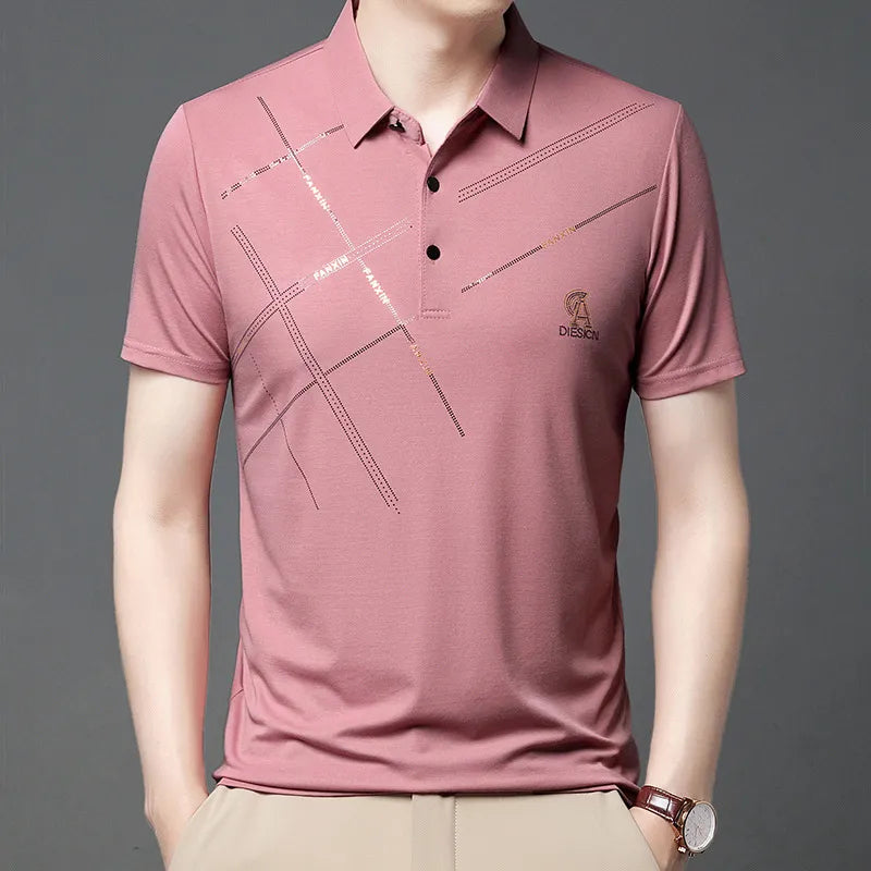 Business Casual Men Striped Polo Shirts