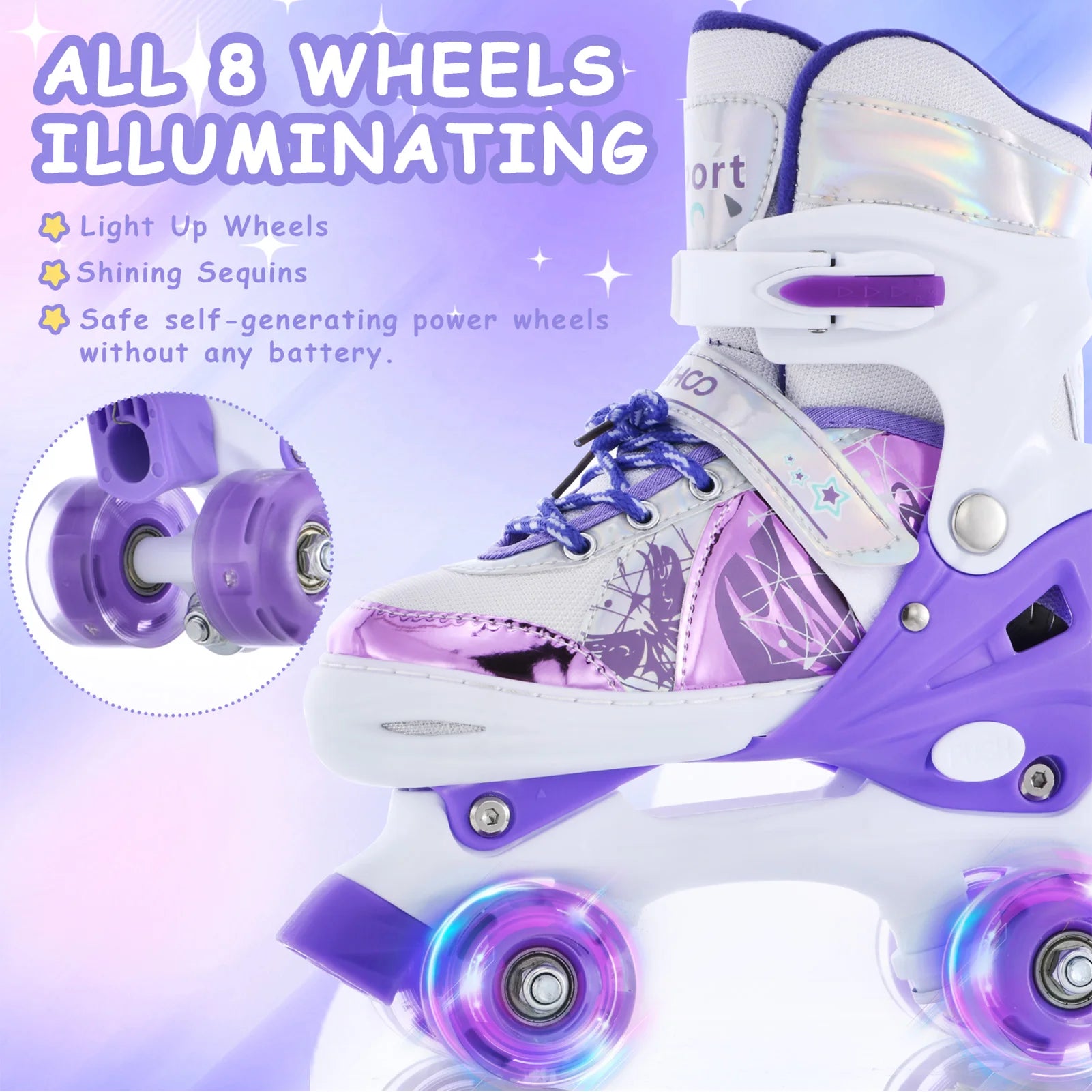 Adjustable Light-Up Roller Skates for Kids