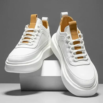 Men Thick Sole Shoes white brown / 39