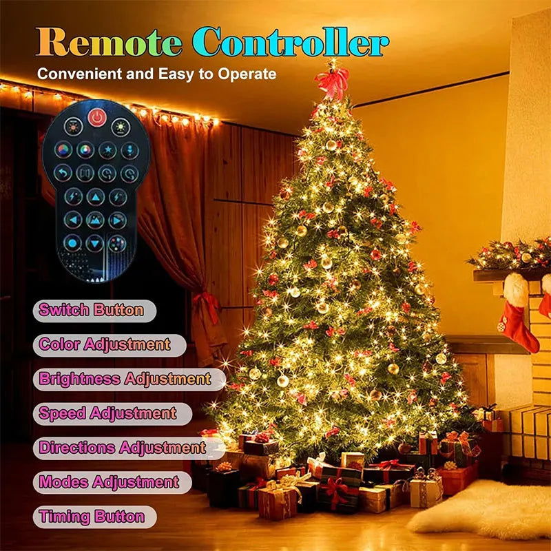Smart LED Christmas Tree Lights – App Controlled Multicolor 1.8M 256Light / US plug / United States