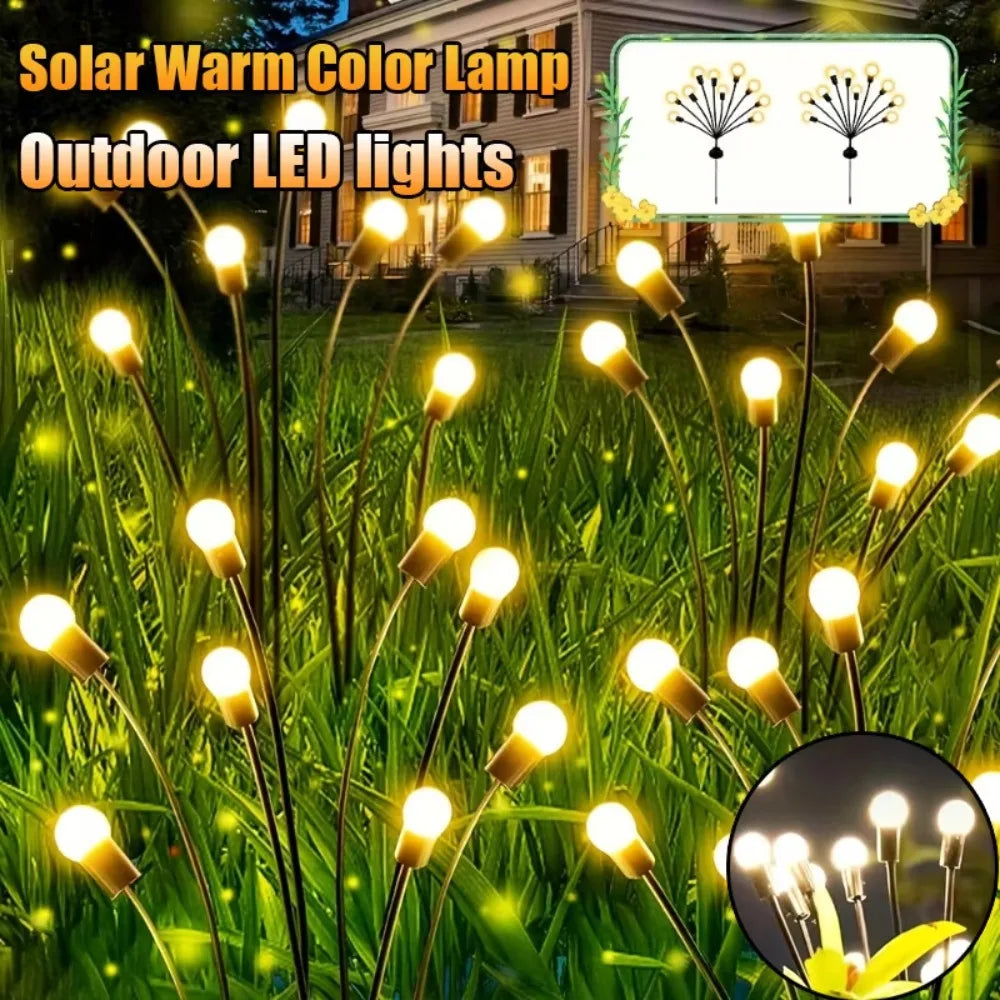 10-LED Solar Firefly Garden Lights – Warm White Outdoor Decor