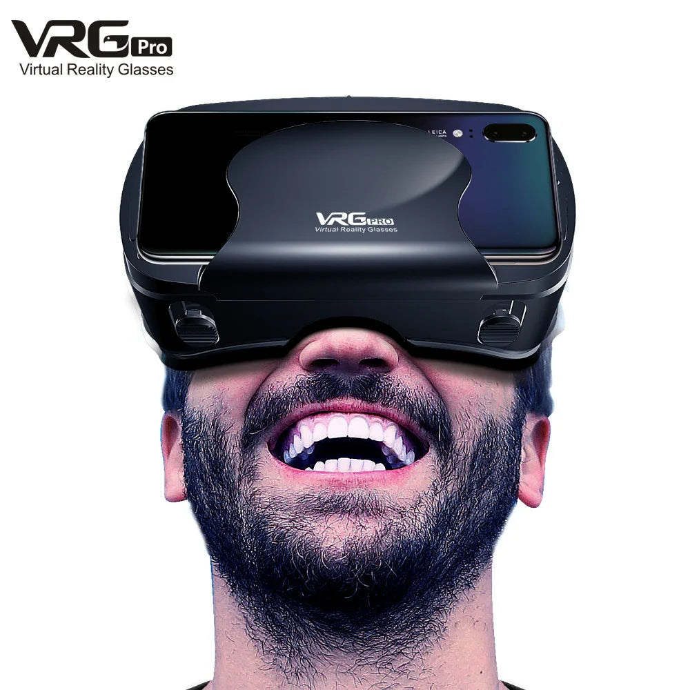 VRG Pro 3D VR Headset with Adjustable Lenses – Immersive Smart Glasses for 3.5–7” Smartphone
