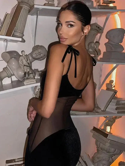 Sleeveless Long Dress Black / L