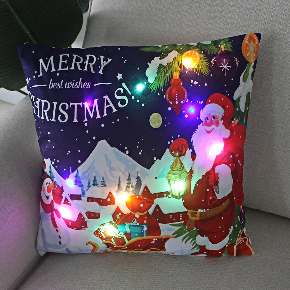LED Glowing Christmas Pillow Covers