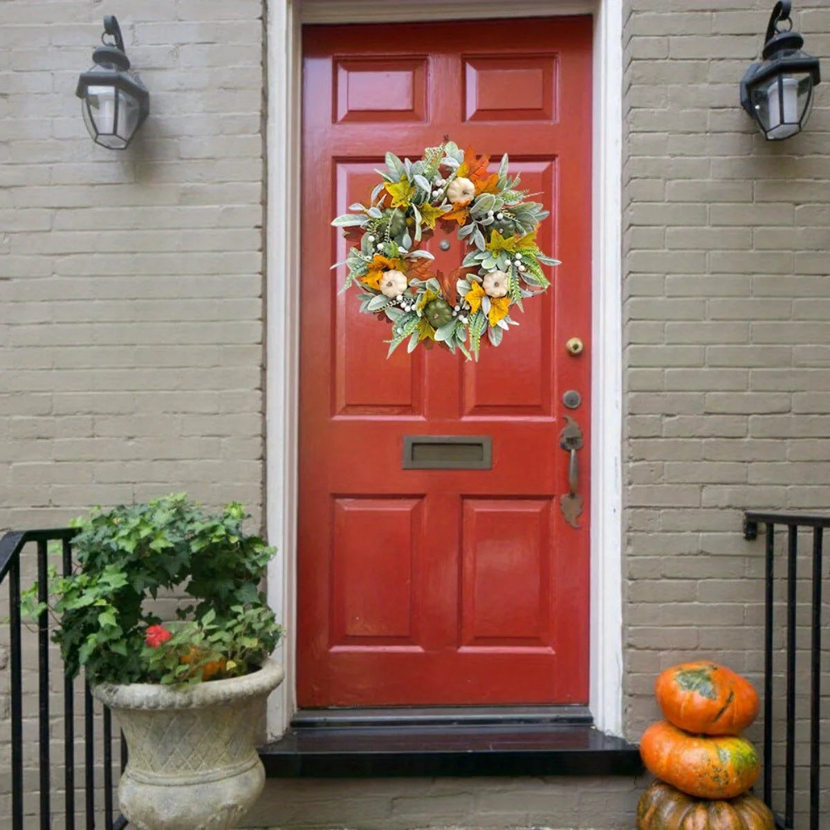 Thanksgiving Wreaths Harvest Festival Pumpkin Maple Leaves 17.72 Inches / United States