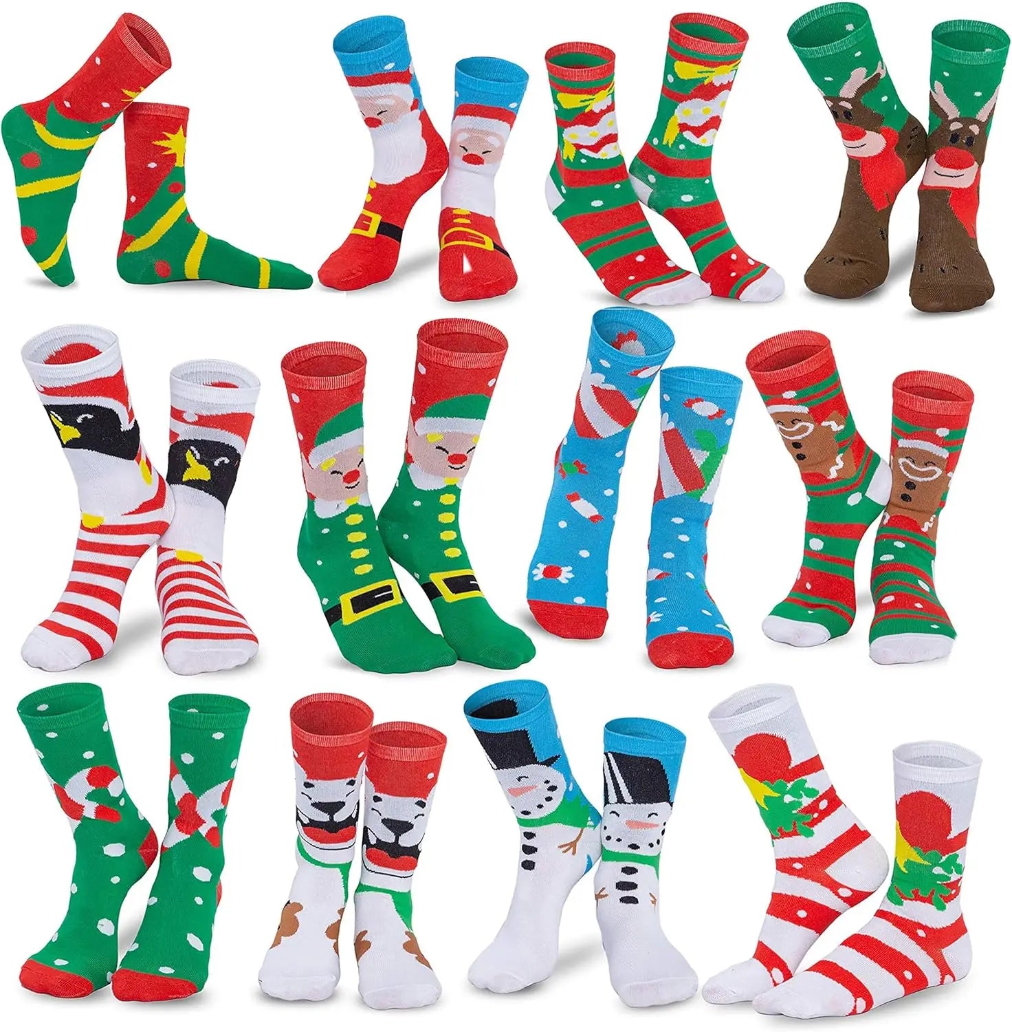 JOYFY 12 Pairs Christmas Crew Socks – Women’s Holiday Gift Set