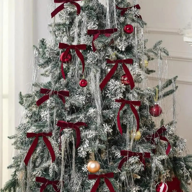 12pcs Velvet Christmas Bows for Wreath & Tree Decor Red / 12pcs / United States