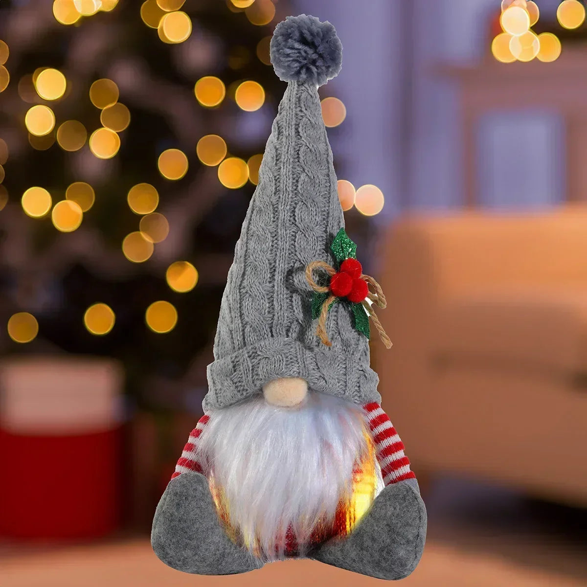 Christmas Elf Knitted Gnome with LED Light