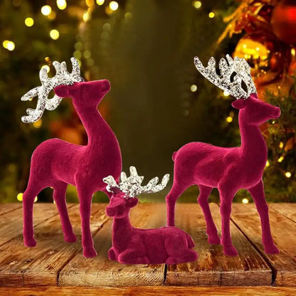 3PCS Reindeer Christmas Figurines – Festive Elk Decorations United States
