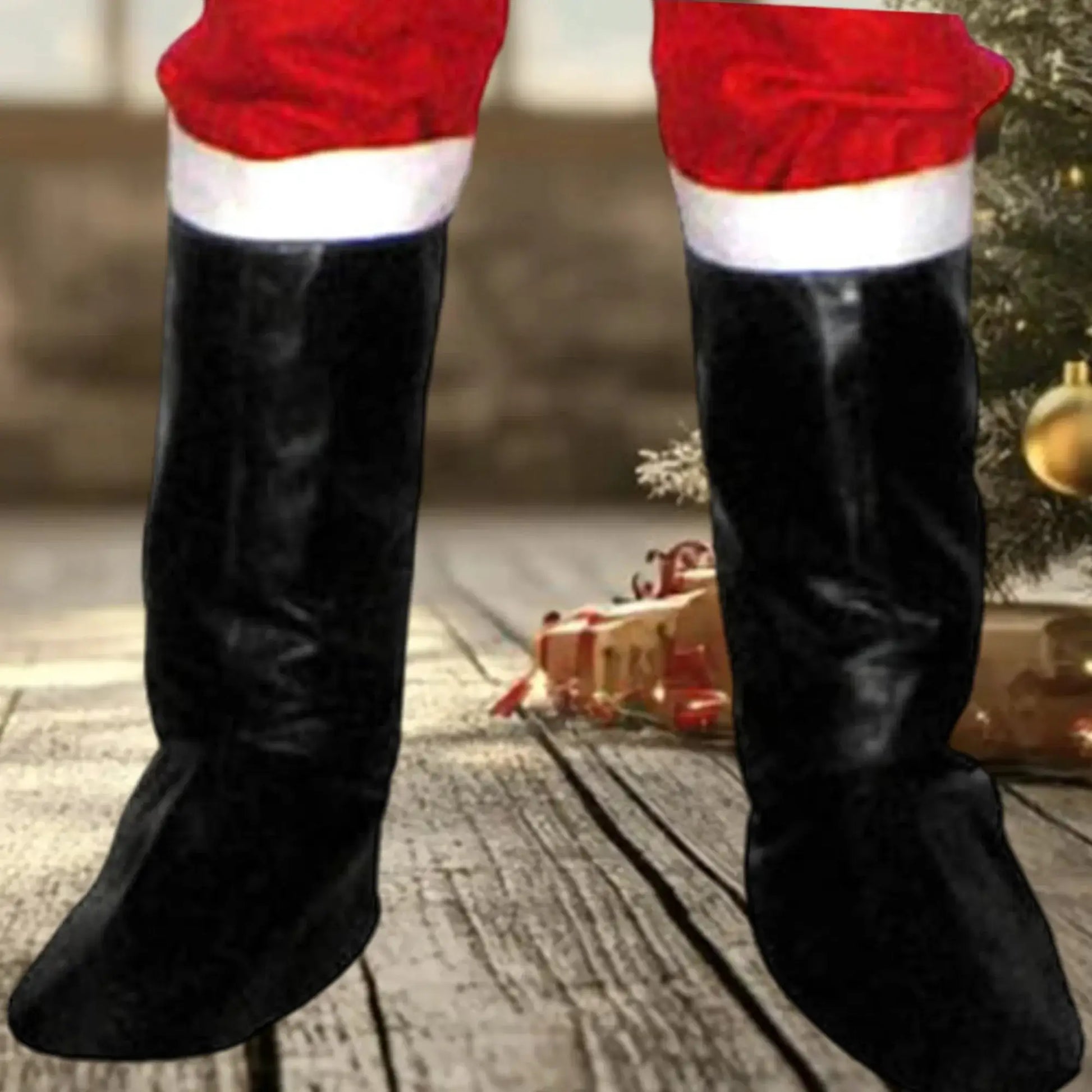 Christmas Santa Claus Costume Set with Sock Shoes & Boot Covers black / 23cm 37cm 43cm / United States
