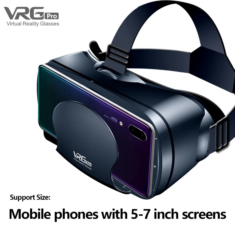 VRG Pro 3D VR Headset with Adjustable Lenses – Immersive Smart Glasses for 3.5–7” Smartphone