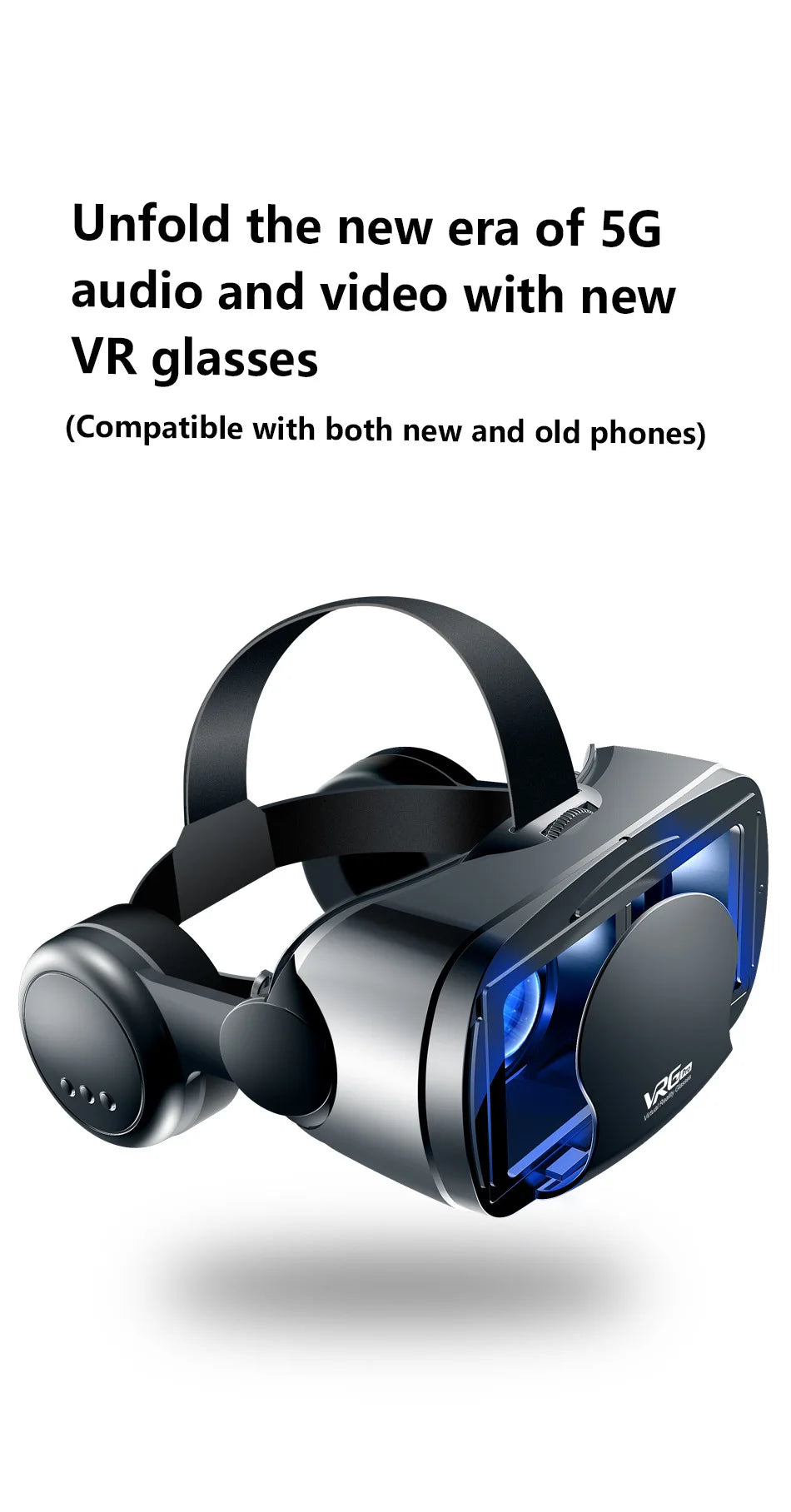 VRG Pro 3D VR Headset with Adjustable Lenses – Immersive Smart Glasses for 3.5–7” Smartphone