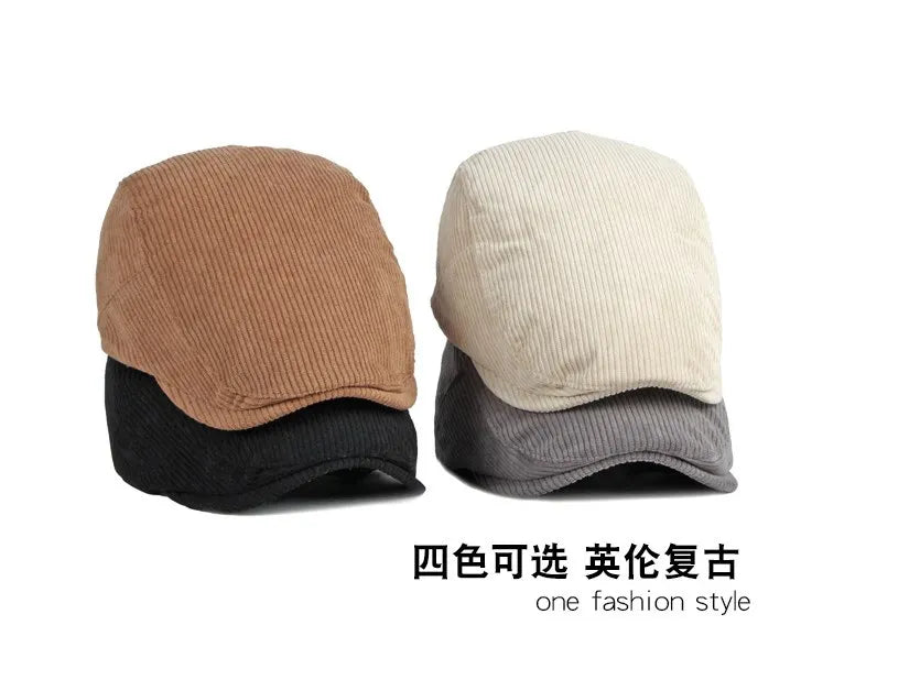 Autumn Corduroy Beret Hat Men