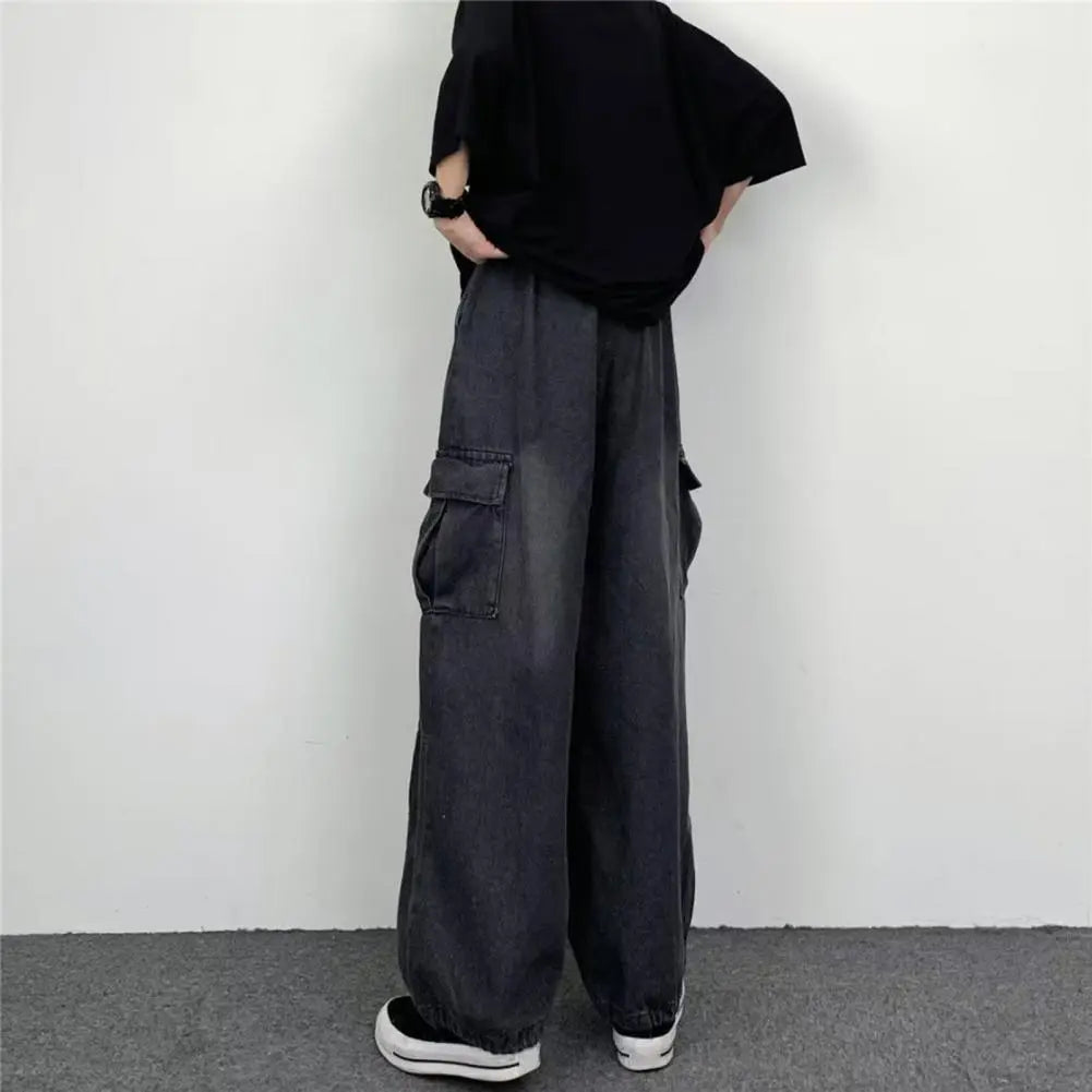 Popular Men Denim Pants Bottoms Baggy Cargo Jeans