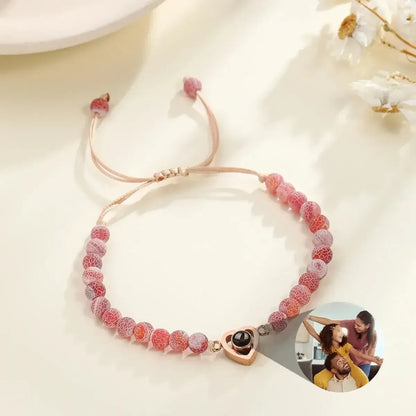 Custom Photo Projection Bracelet Personalized Picture Jewelry Gift for Women Style2 / Black Bead / United States