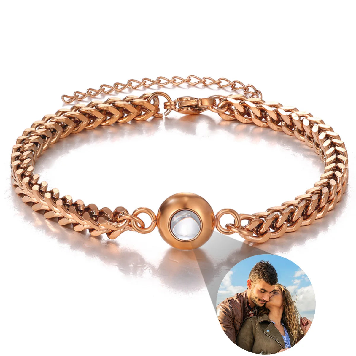 Custom Projection Photo Bracelet – personalized Zircon Chain Memory Jewelry for Women & Men