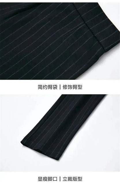 Elastic Waist Casual Straight Pants Black / M