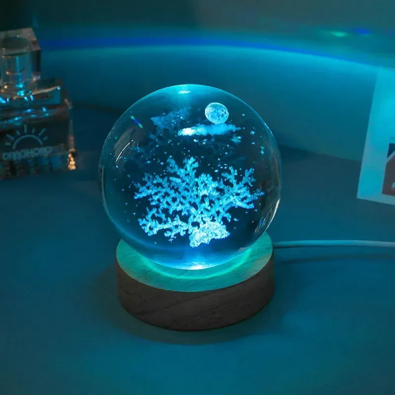 Galaxy Night Light Crystal Ball Warm Light Base / 21