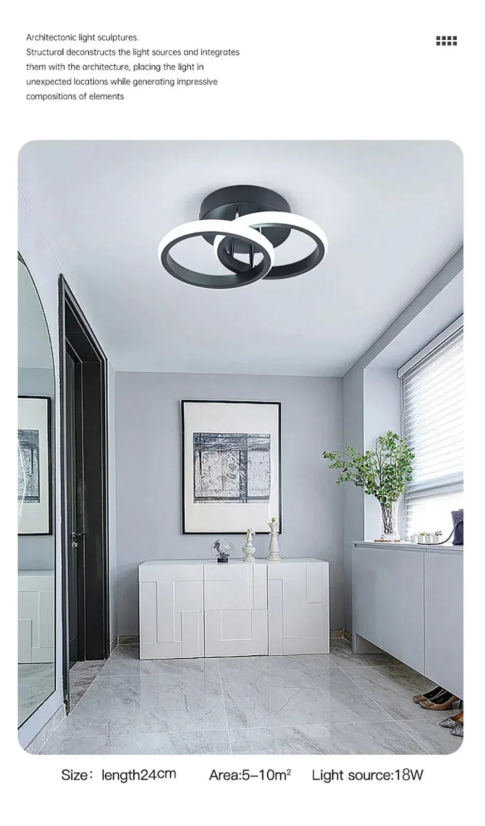 Modern LED Aisle Ceiling Lights B-Black / Cool white