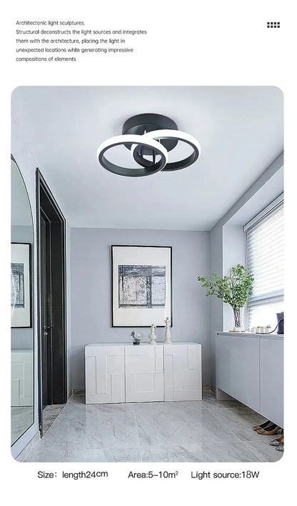 Modern LED Aisle Ceiling Lights B-Black / Cool white