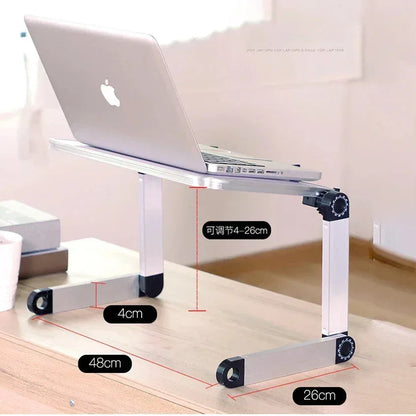 Adjustable Folding Laptop Desk White(with fan)-L