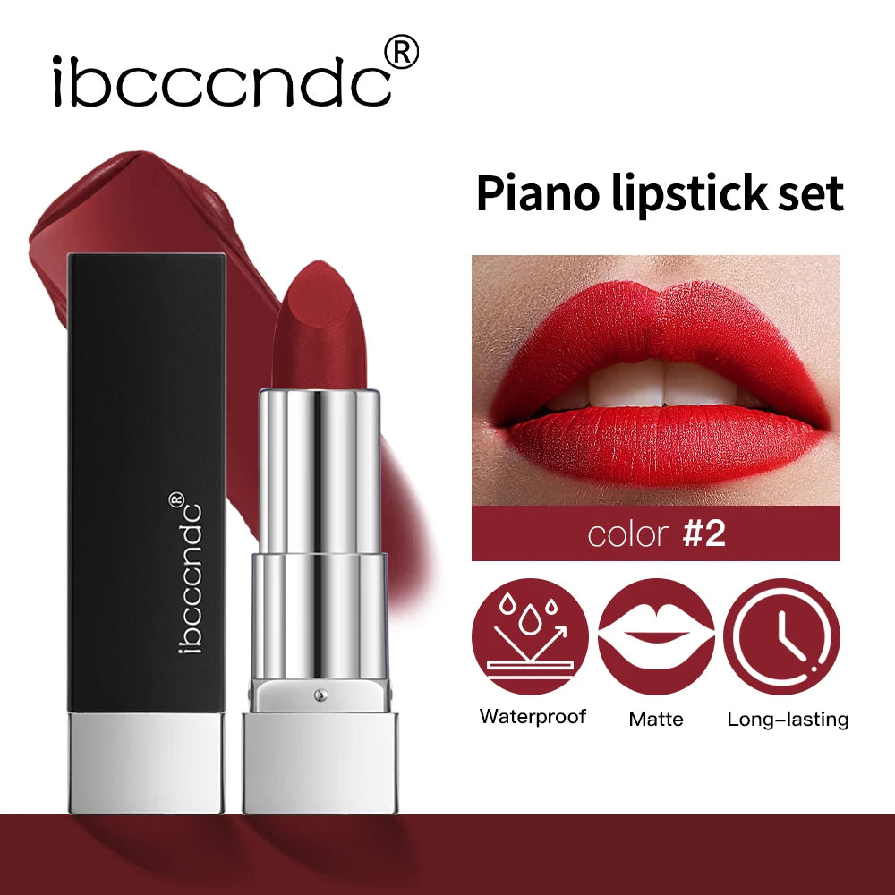 8Pcs/Set Velvet Matte Lipstick Set Long Lasting Waterproof Creative Piano Box Design