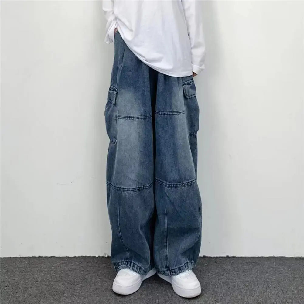 Popular Men Denim Pants Bottoms Baggy Cargo Jeans