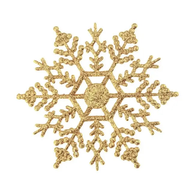 Pack Multi-Color Fake Snowflakes Gold 12pcs / United States