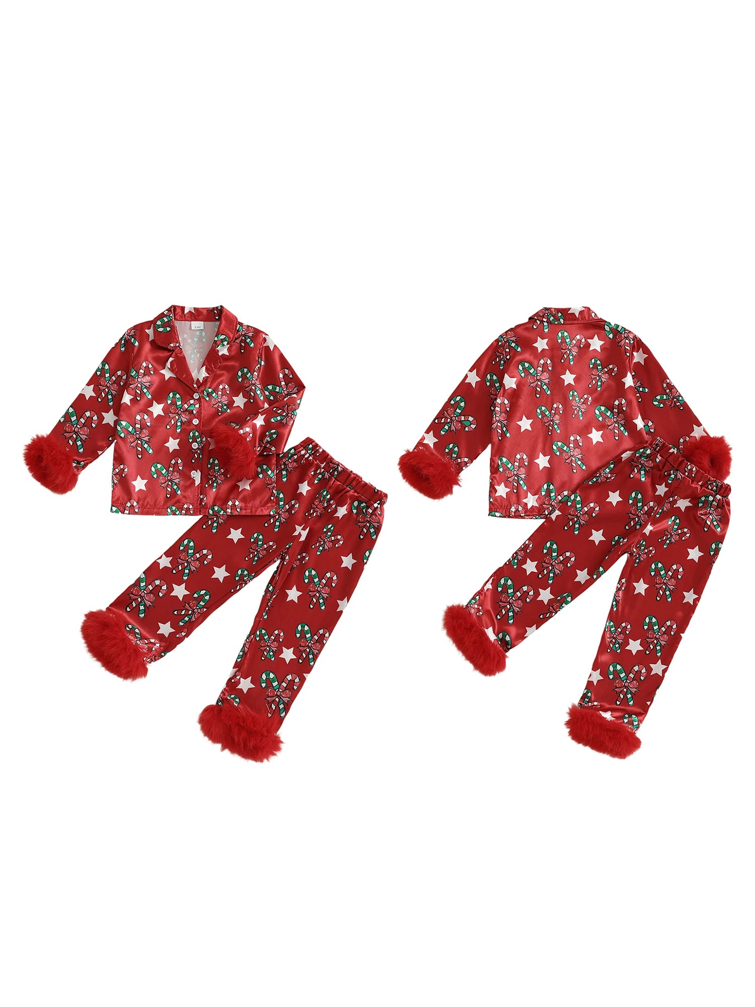 Kids’ Christmas Pajama Set – Candy Cane Print Shirt & Pants