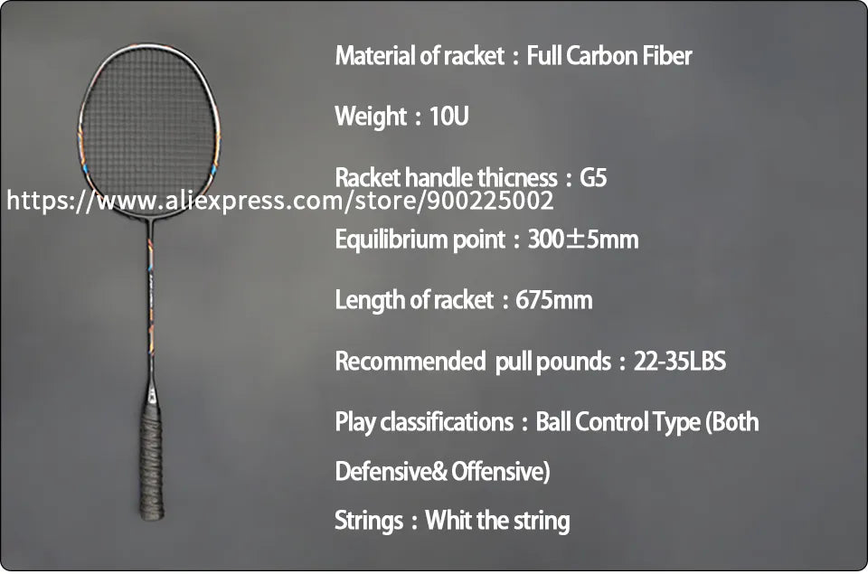 100% Full Carbon Fiber Strung Badminton Rackets