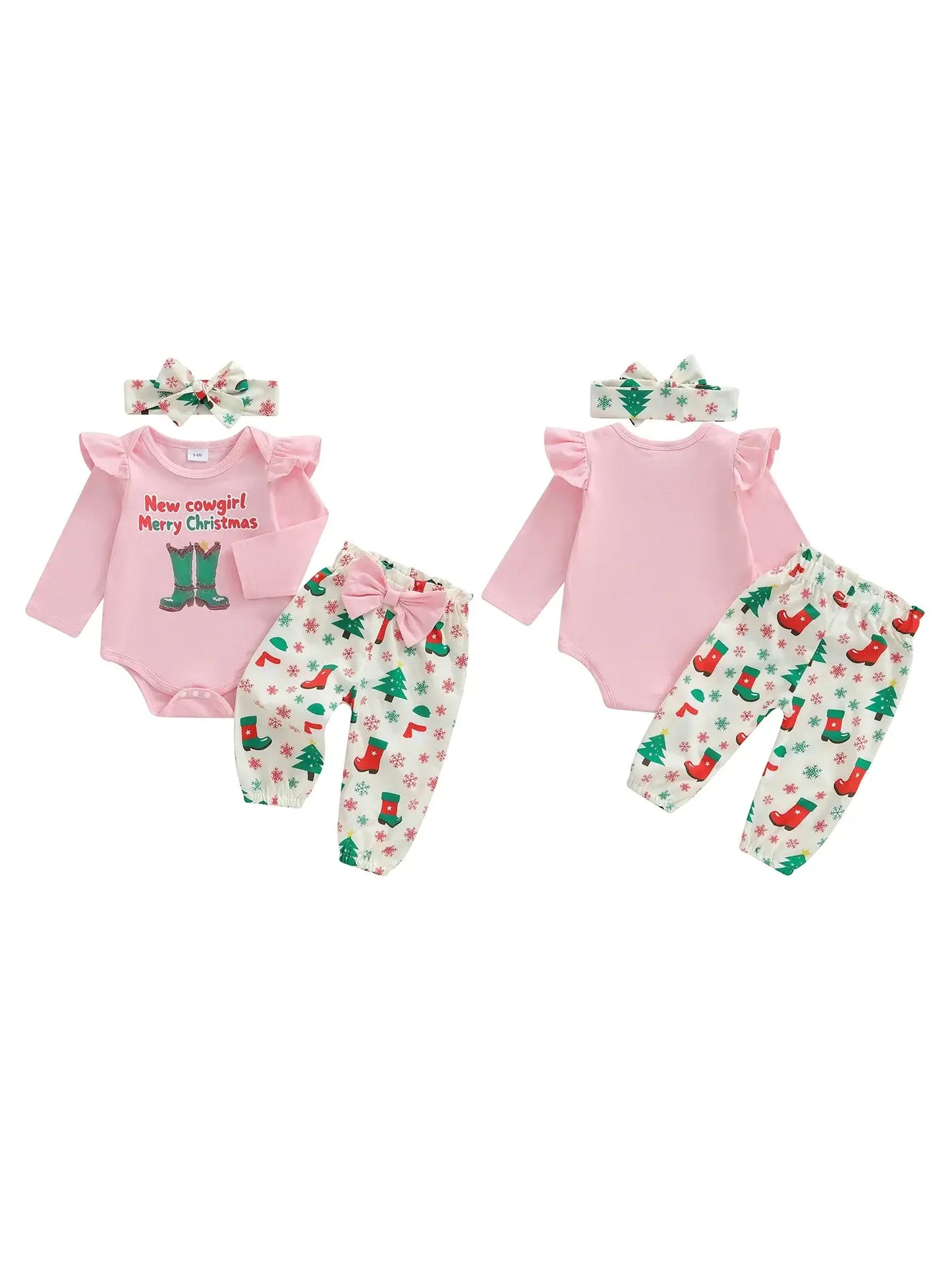 Christmas Baby Girl 3-Piece Outfit Khaki / 6-9 Months / United States